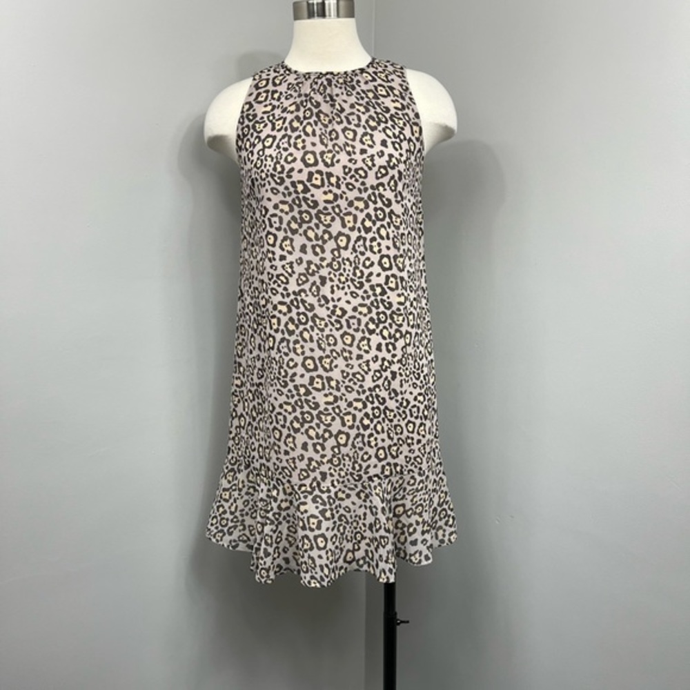 Loft Tan Ruffle Cheetah Dress